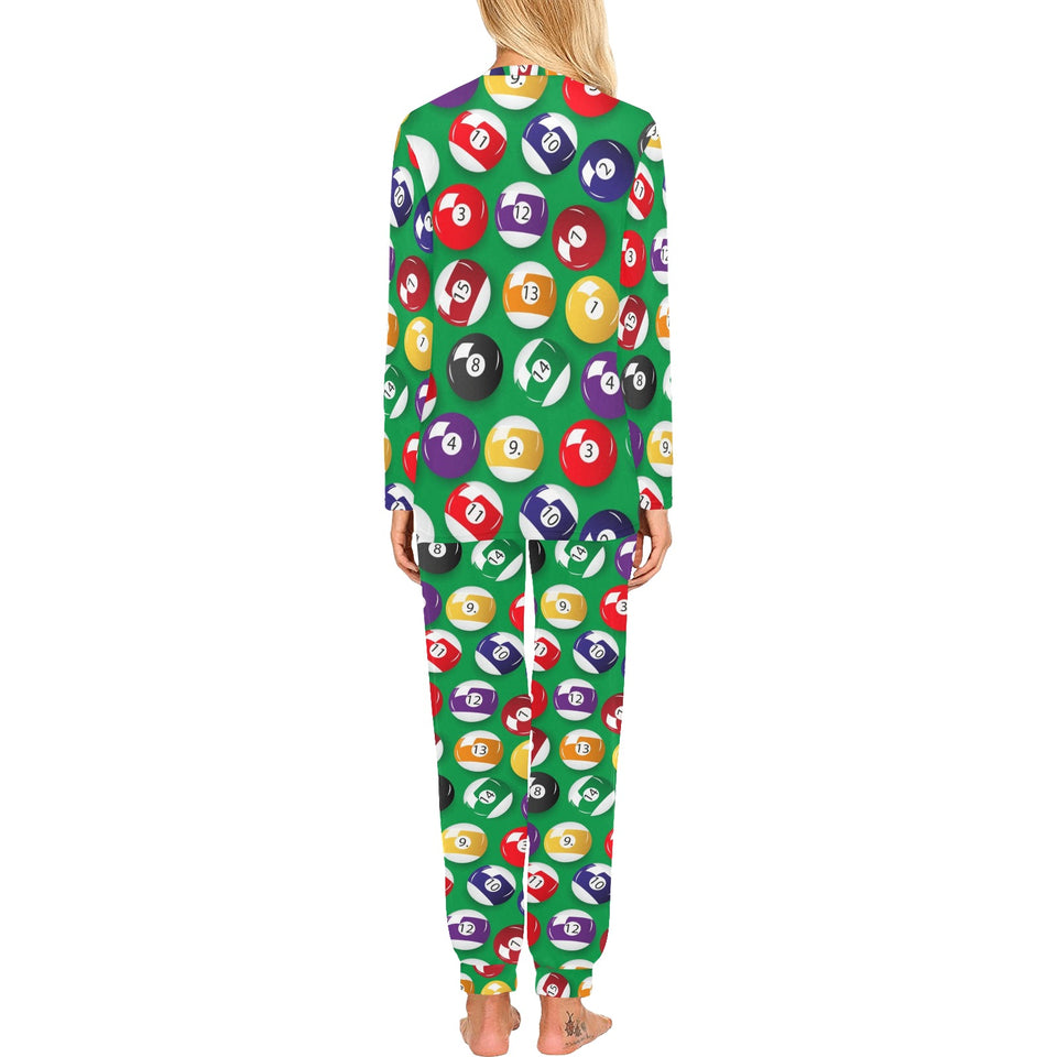 Billiard Ball Pattern Print Design 02 Women's All Over Print Pajama Set