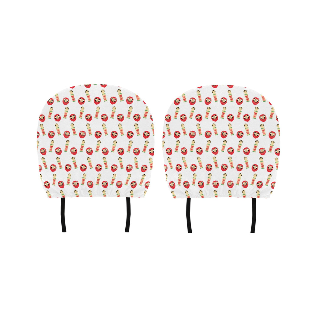 Daruma japanese wooden doll Car Headrest Cover