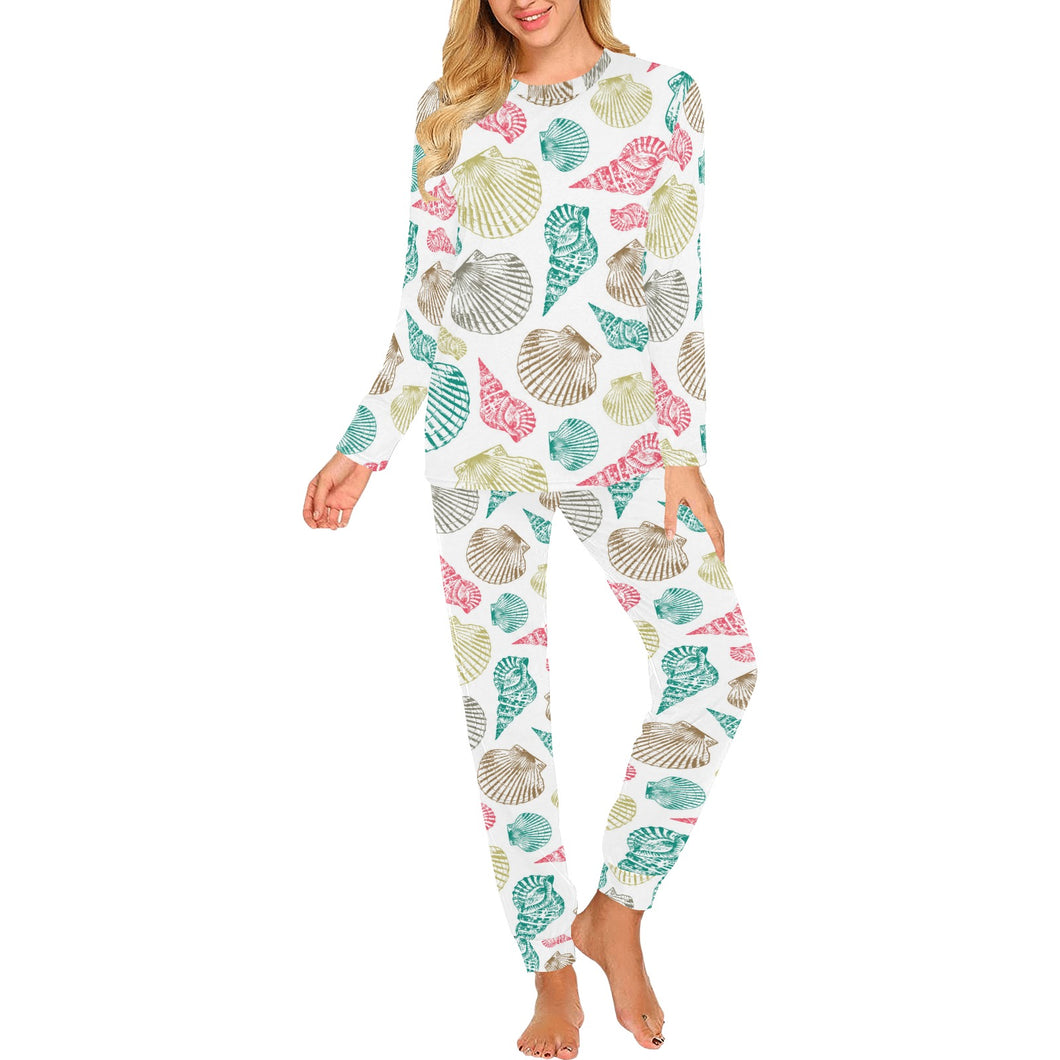Colorful shell pattern Women's All Over Print Pajama Set