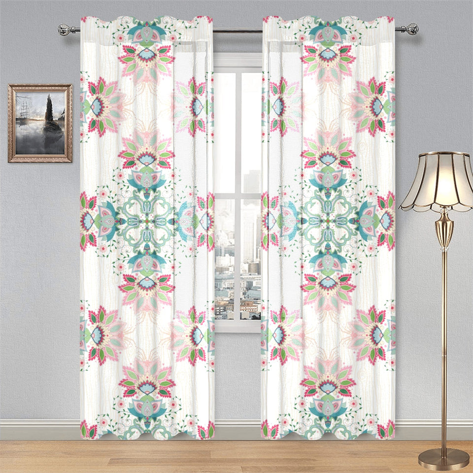 Square floral indian flower pattern Gauze Curtain