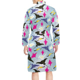 Stingray Pattern Print Design 01 Men's Long Sleeve Belted Night Robe