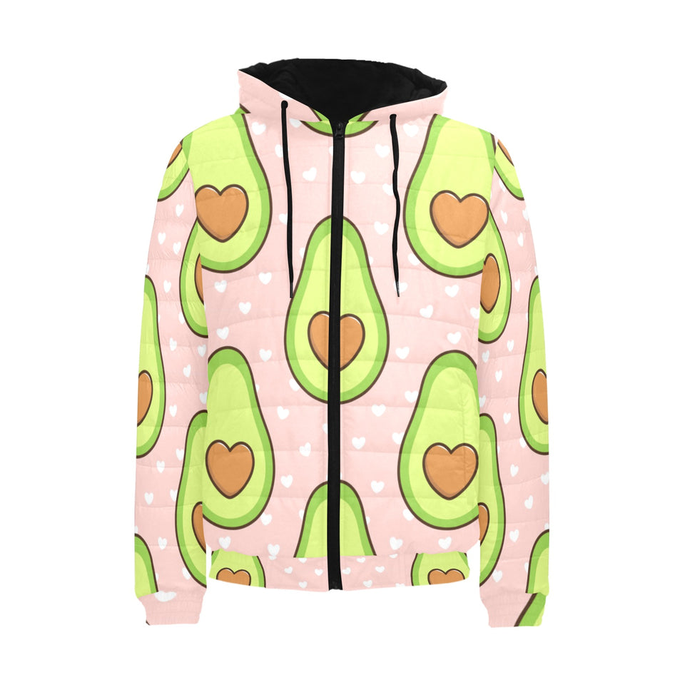 Avocado heart pink background Men's Padded Hooded Jacket