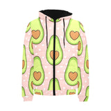 Avocado heart pink background Men's Padded Hooded Jacket