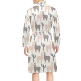 Llama Alpaca pattern Men's Long Sleeve Belted Night Robe
