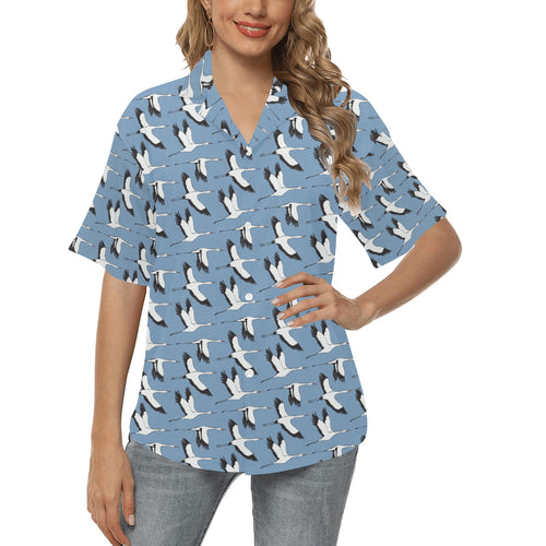 Seagull Pattern Print Design 04 Women's All Over Print Hawaiian Shirt