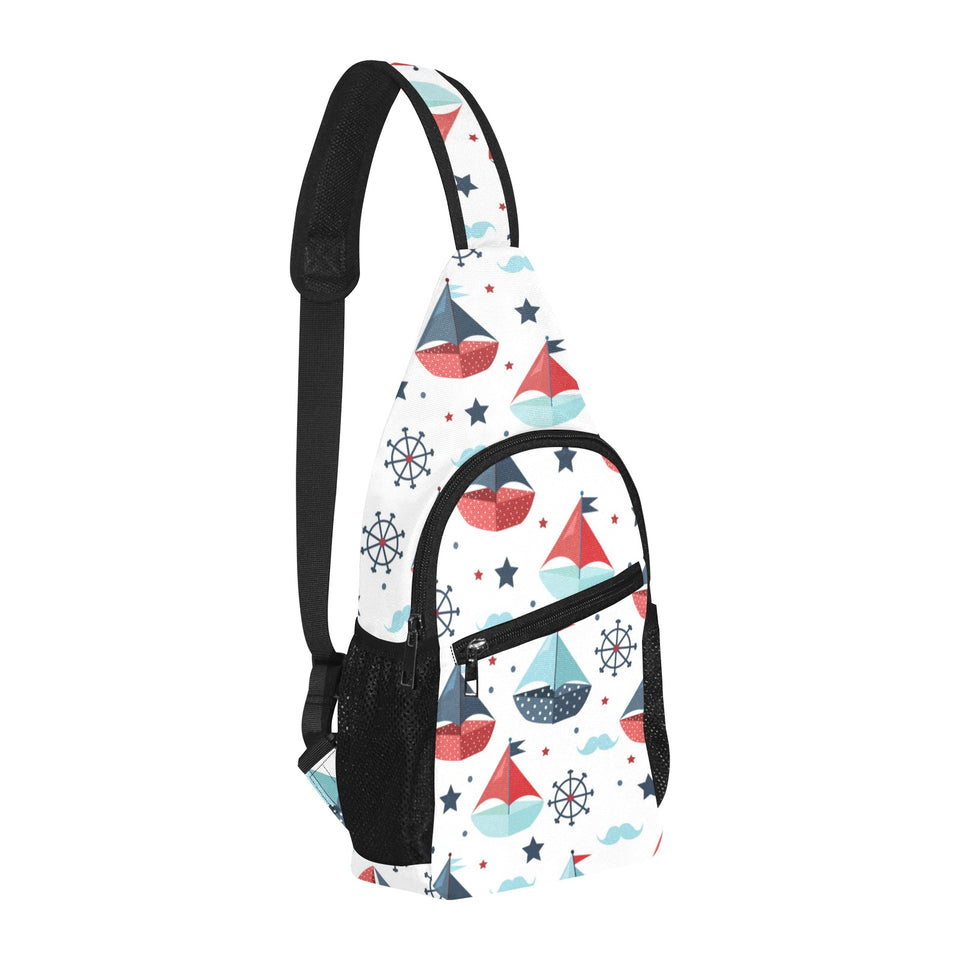 Cute color paper sailboat pattern All Over Print Chest Bag