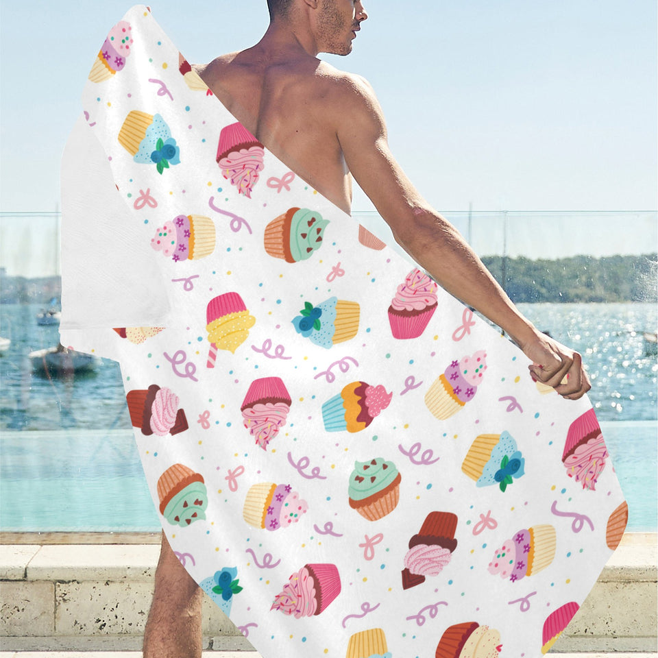 Cake cupcake design pattern Beach Towel