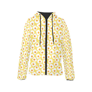 Fried Eggs Pattern Print Design 05 Women's Padded Hooded Jacket