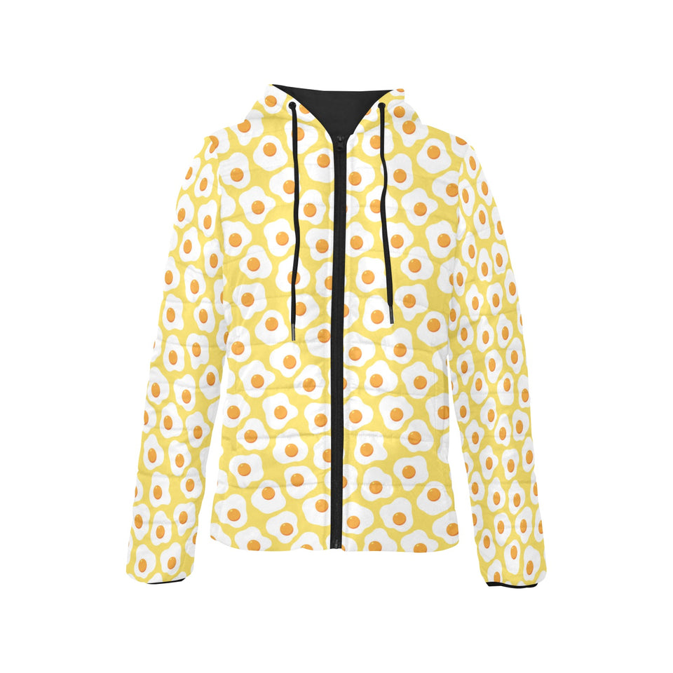 Fried Eggs Pattern Print Design 05 Women's Padded Hooded Jacket
