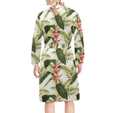 heliconia pattern Men's Long Sleeve Belted Night Robe