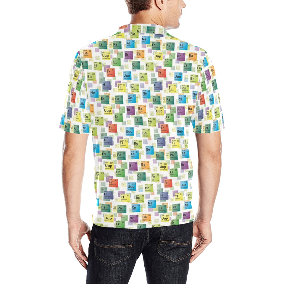 Chemistry Periodic Table Pattern Print Design 05 Men's All Over Print Polo Shirt