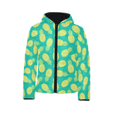 Pineapples pattern green background Kids' Boys' Girls' Padded Hooded Jacket