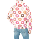 Colorful donut pattern Men's Padded Hooded Jacket