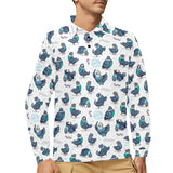 Pigeon Pattern Print Design 02 Men's Long Sleeve Polo Shirt