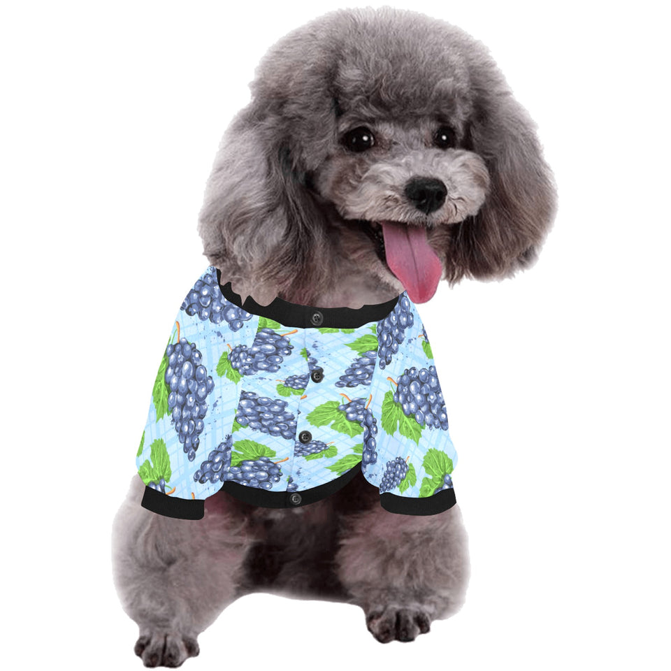Watercolor grape pattern All Over Print Pet Dog Round Neck Fuzzy Shirt