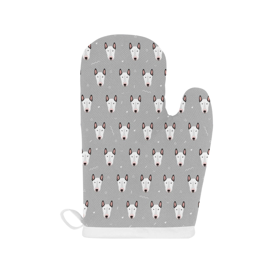 Bull Terrier Pattern Print Design 05 Heat Resistant Oven Mitts