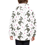 Boston terrier dog hearts vector pattern Kids' Boys' Girls' Padded Hooded Jacket