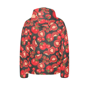 Tomato black background Kids' Boys' Girls' Padded Hooded Jacket