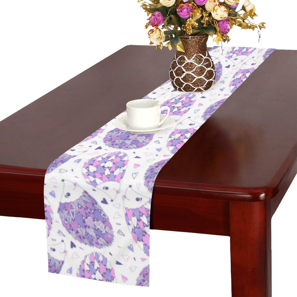 Hedgehog Pattern Print Design 05 Table Runner