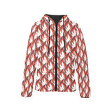 Fire flame symbol design pattern Women's Padded Hooded Jacket