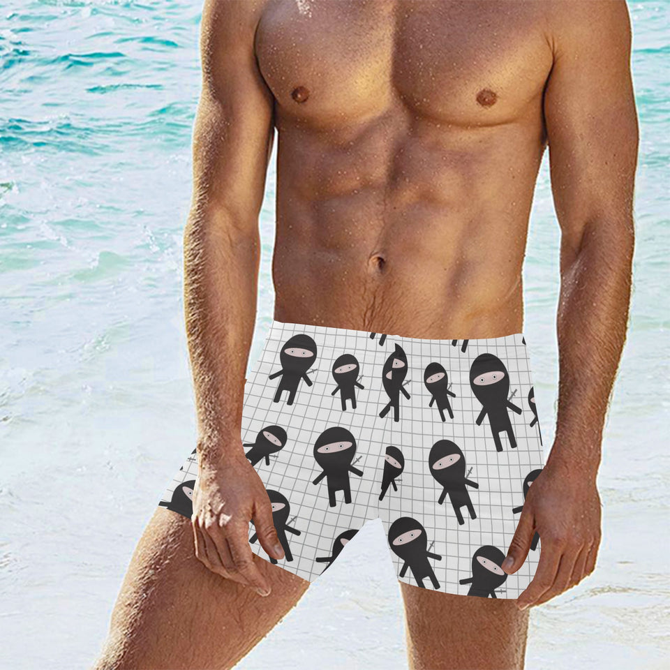 Ninja pattern plaid background Men's Swimming Trunks
