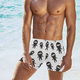 Ninja pattern plaid background Men's Swimming Trunks