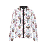 Cute pug hat rabbit costume pattern Women's Padded Hooded Jacket