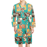 Camera Pattern Print Design 03 Men's Long Sleeve Belted Night Robe