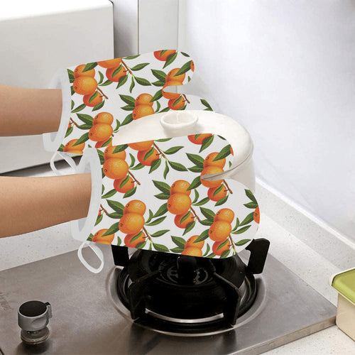 Oranges pattern background Heat Resistant Oven Mitts