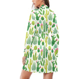 Cactus pattern copy Women's Long Sleeve Belted Night Robe
