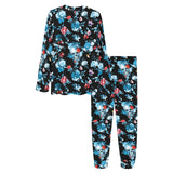 Skull flower roses leave pattern Women's All Over Print Pajama Set