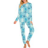 Blue starfish coral reef pattern Women's All Over Print Pajama Set