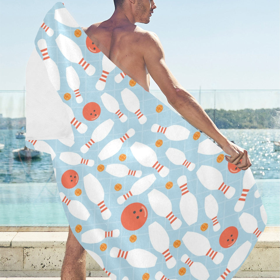 Bowling ball bowling pins blue blackground Beach Towel