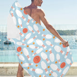 Bowling ball bowling pins blue blackground Beach Towel
