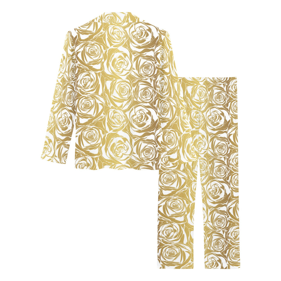 Rose Pattern Print Design 05 Women's Long Pajama Set