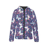 Colorful butterfly flower pattern.eps Women's Padded Hooded Jacket