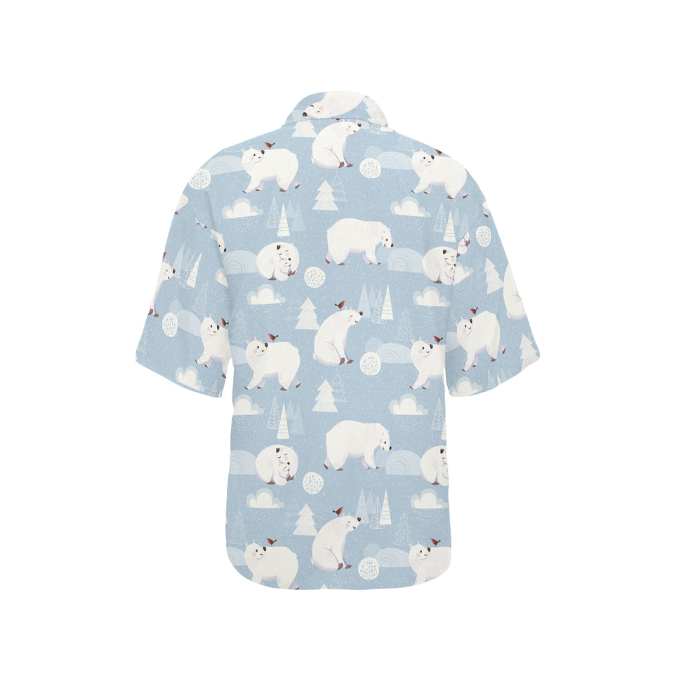 Cute polar bears Christmas decoration pattern Women's All Over Print Hawaiian Shirt