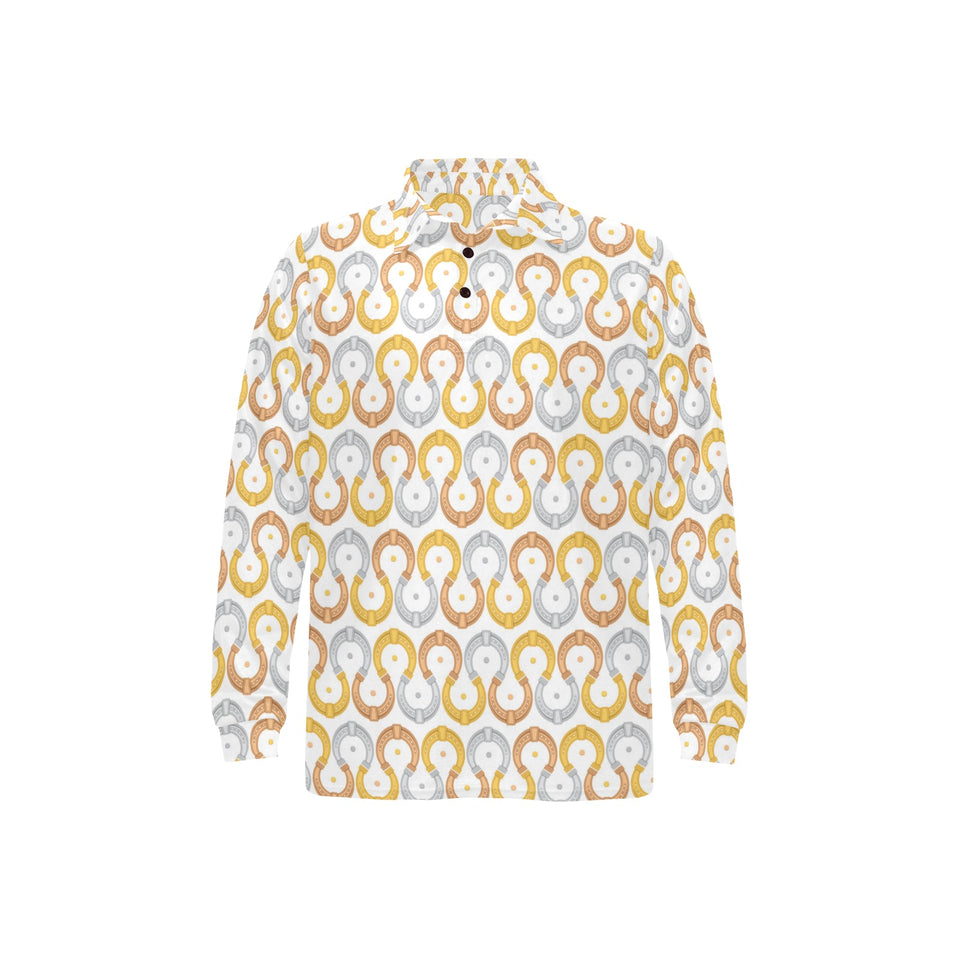 Horseshoes Pattern Print Design 03 Men's Long Sleeve Polo Shirt