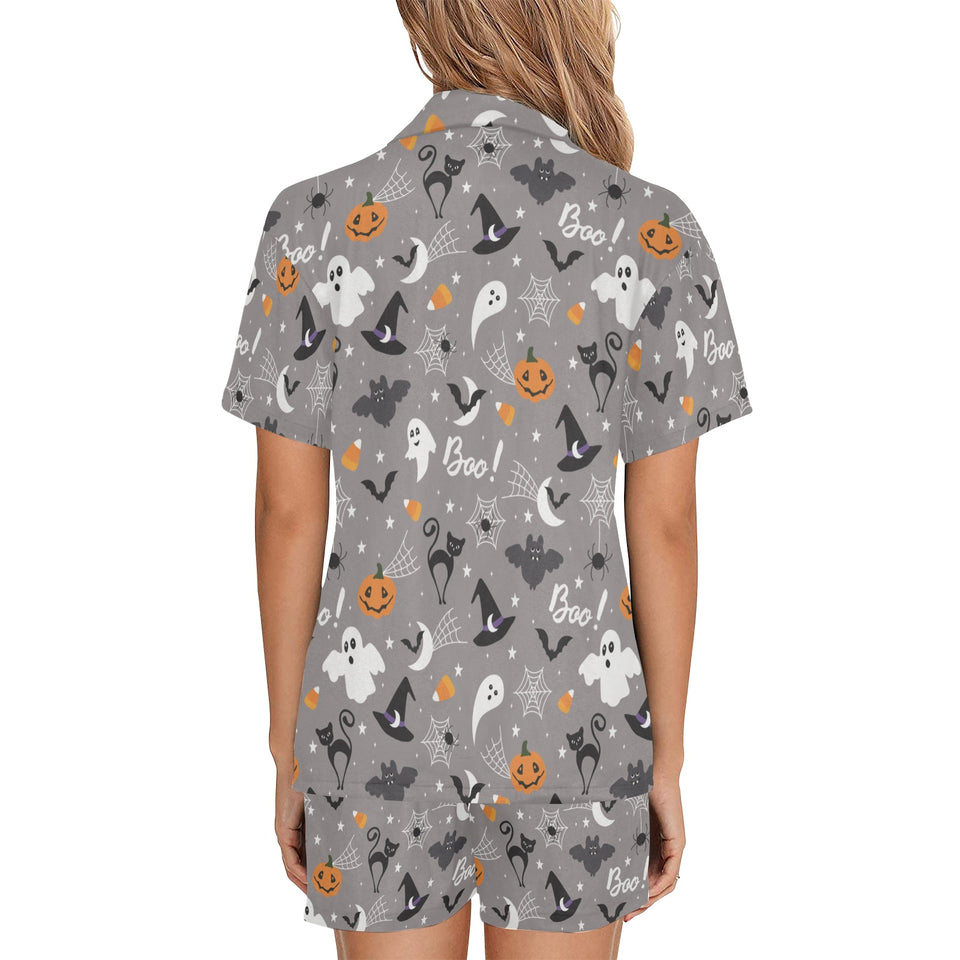 Halloween design pattern Women's V-Neck Short Pajama Set