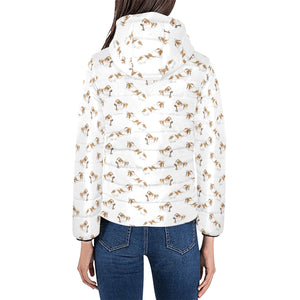 Jack Russel Pattern Print Design 04 Women's Padded Hooded Jacket
