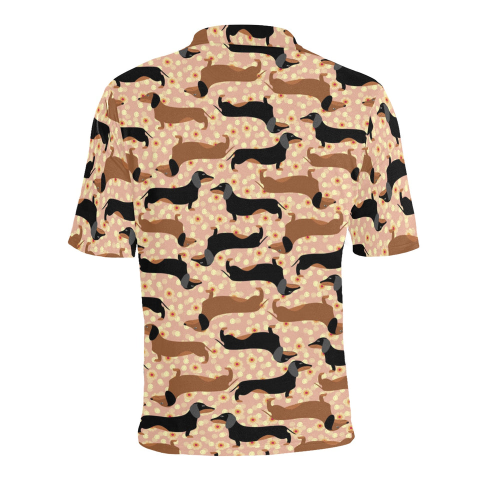 Dachshund decorative background Men's All Over Print Polo Shirt
