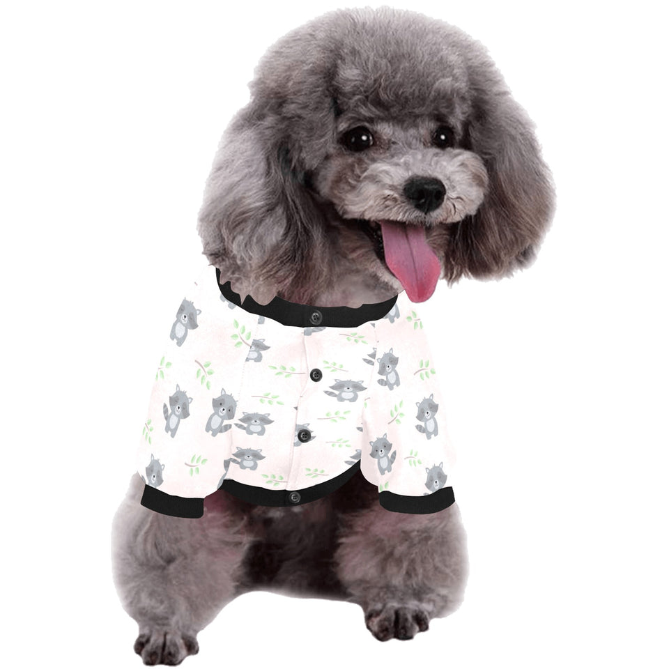 cute raccoons leaves pattern All Over Print Pet Dog Round Neck Fuzzy Shirt