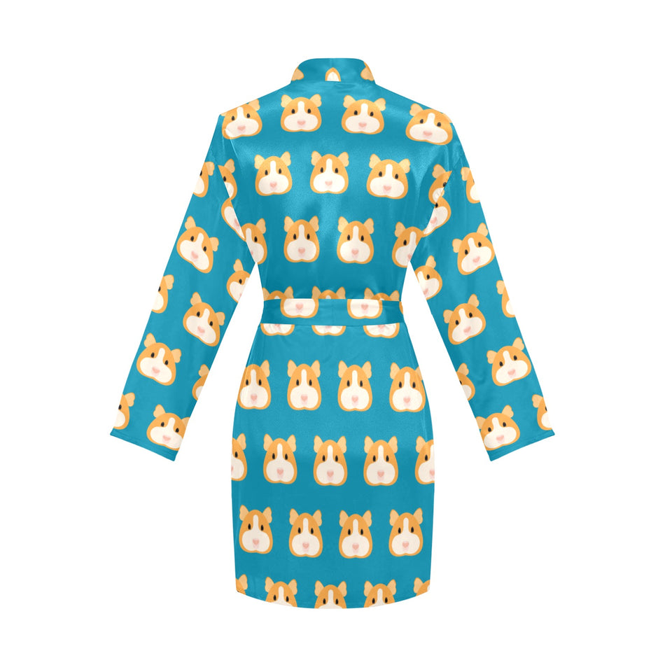 Guinea Pig Pattern Print Design 03 Women's Long Sleeve Belted Night Robe