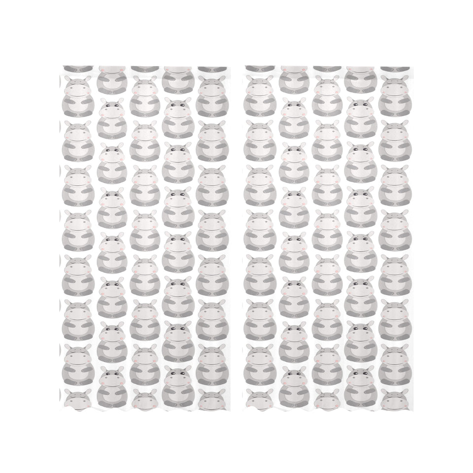 Hippopotamus Pattern Print Design 05 Gauze Curtain