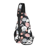 white swan blooming flower pattern All Over Print Chest Bag