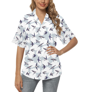 Swallow Pattern Print Design 05 Women's All Over Print Hawaiian Shirt