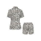 Leopard skin print pattern Women's V-Neck Short Pajama Set