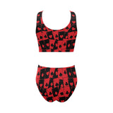 Casino Cards Suits Pattern Print Design 02 Chest Bowknot High Waisted Bikini Swimsuit