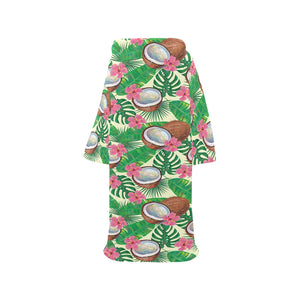 Coconut Pattern Print Design 01 Blanket Robe with Sleeves