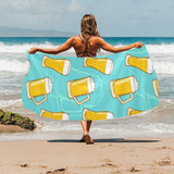 Beer pattern green background Beach Towel